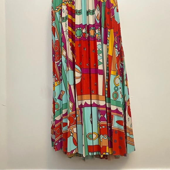 NWT Donna Morgan Maisie Pleated Maxi Sundress Aqua Citrus size 8 - Picture 8 of 15